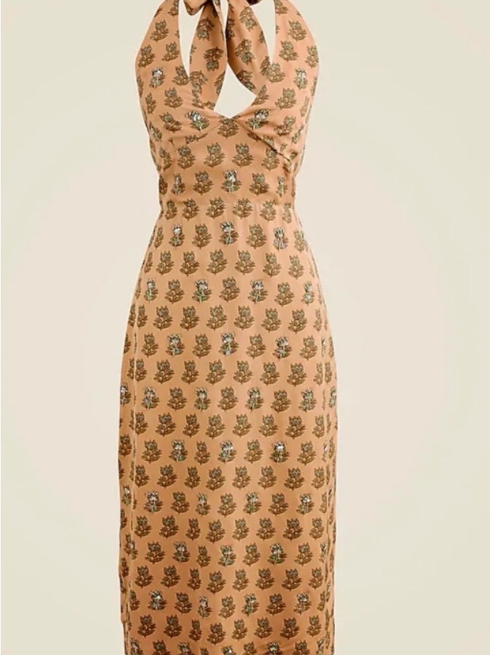 J. Crew One-Shoulder Peach Floral Midi Dress